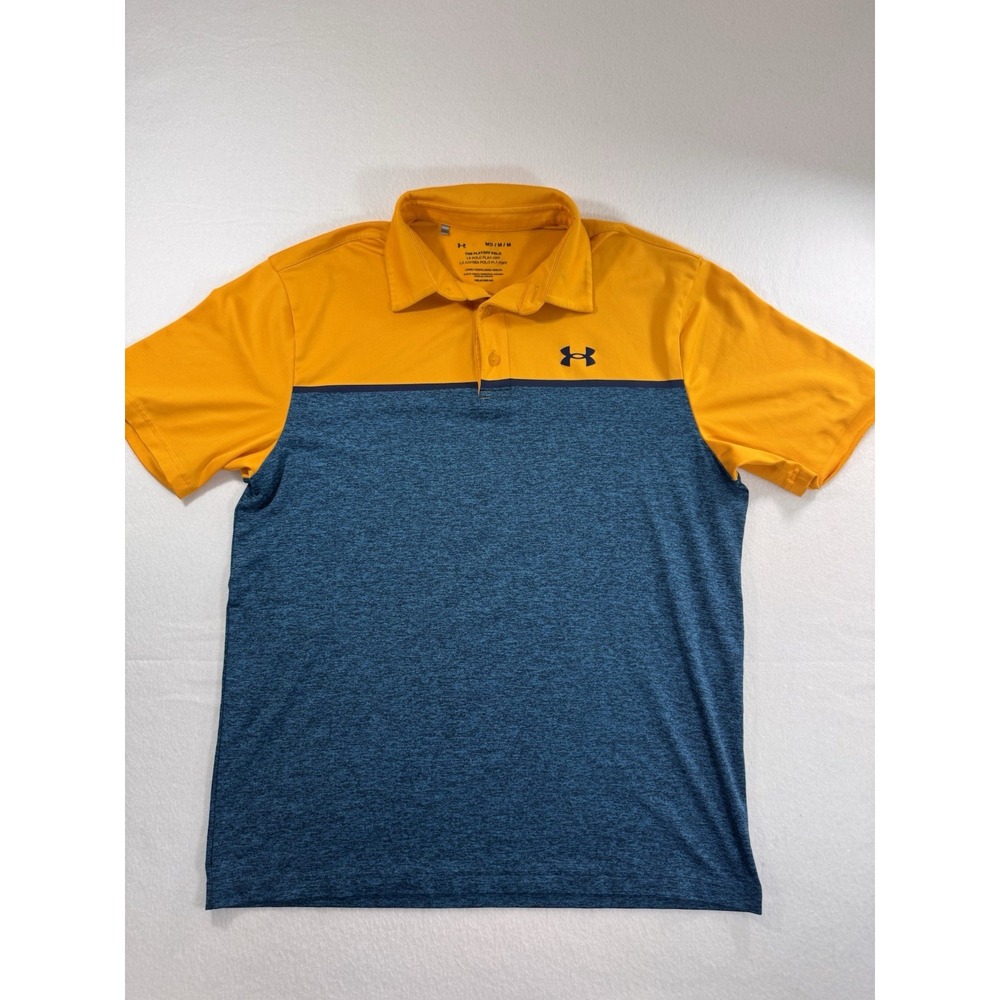 Under Armour The Playoff Polo Shirt Mens Medium Colorblock Performance Golf EUC